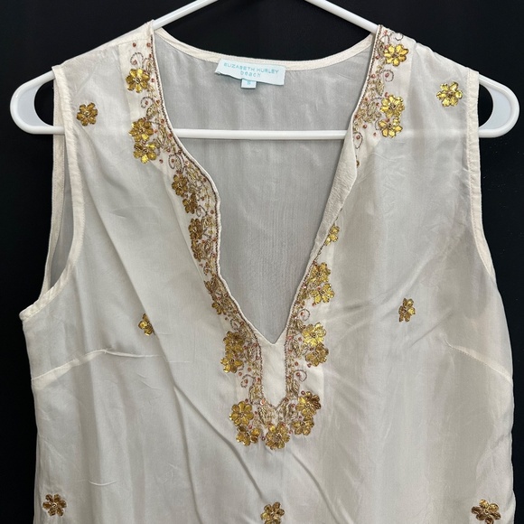 Elizabeth Hurley Beach Silk Tunic Size S Handcrafted Embroidered (WD004) - Picture 2 of 8